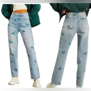 PacSun Eco Butterfly Print Dad Jeans | High Rise Rigid Denim | Size 24